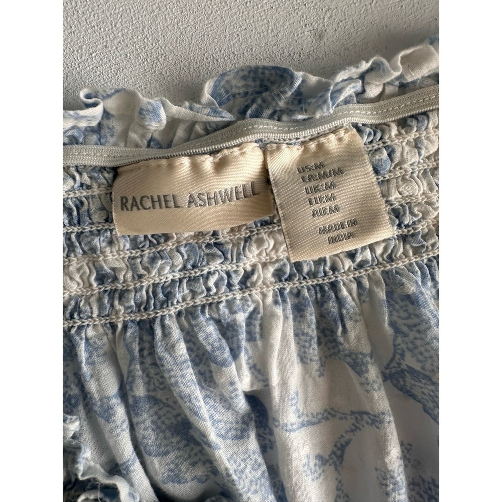 Rachel Ashwell Shabby Chic Blue Toile Smocked Cottagecore Housedress Sz: M (b62) - Picture 5 of 5
